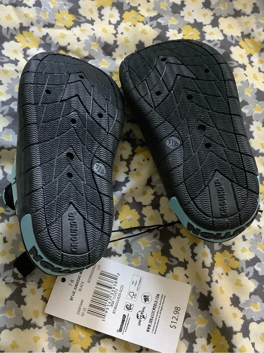 Kids Light Blue Dino & Dolphin Water Shoes with Easy-Fit Strap